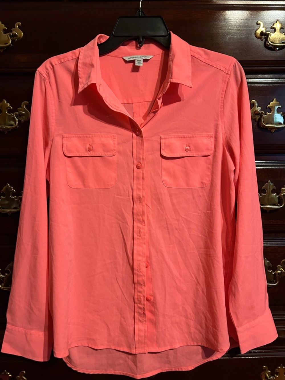 American Eagle Outfitters Women’s Coral Button-Up Shirt, Size Medium